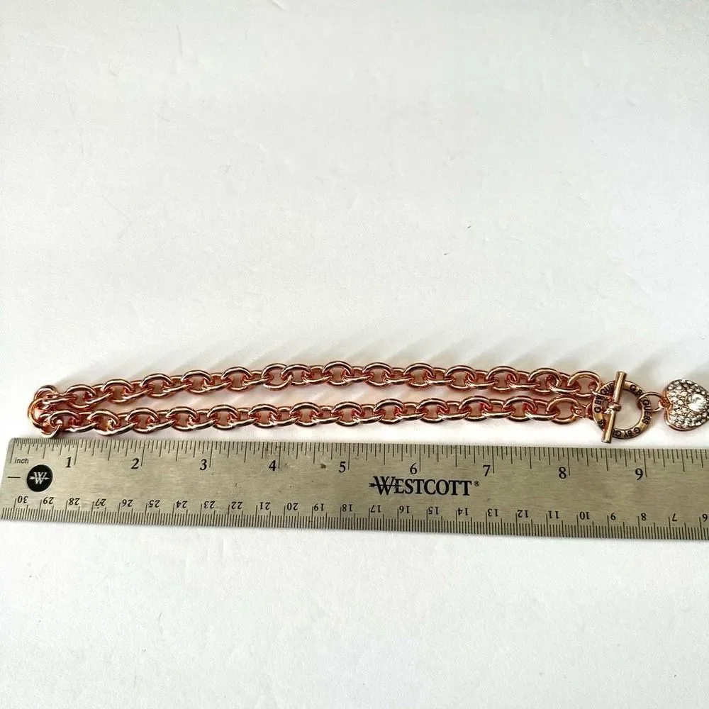 G by Guess rose gold heart toggle necklace